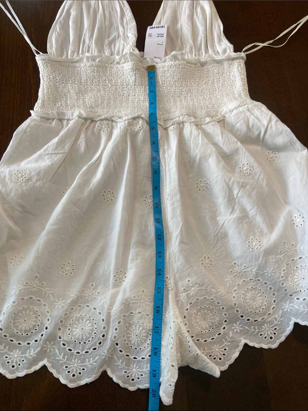 Urban Outfitters Millie White Eyelet Smocked Romper, size L. NWT - Picture 15 of 16